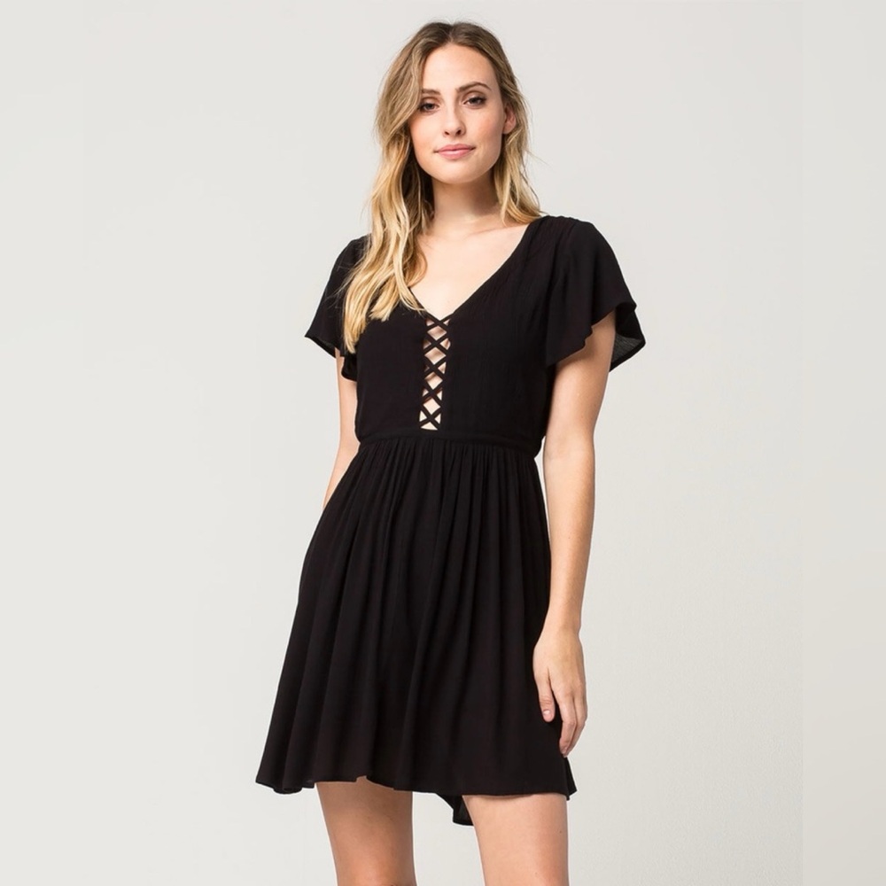 Volcom True to This Golden Lantern Dress in Black XS